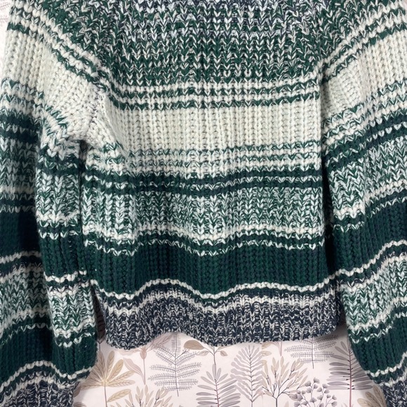 Frye Women's Striped Knit Cardigan Sweater Green White Navy Acrylic Size S - Picture 8 of 11